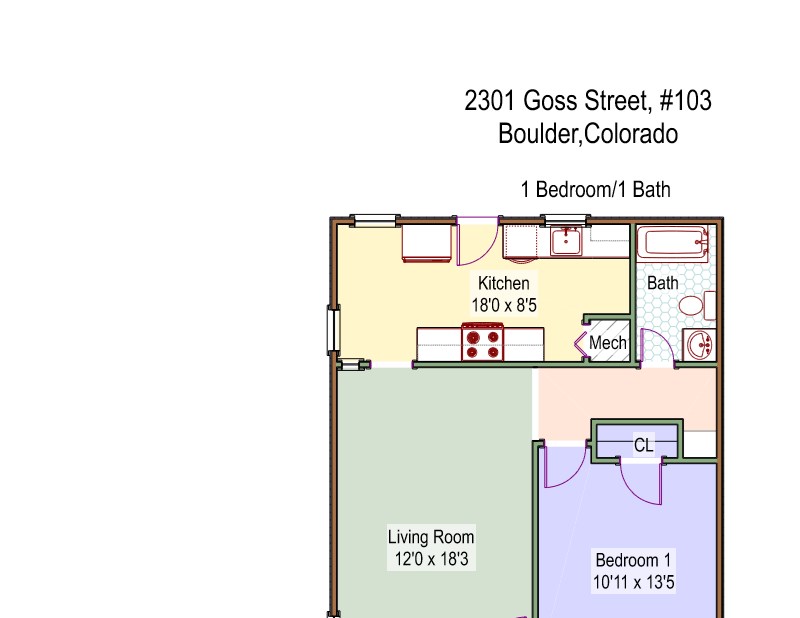 Floorplan Photos Gallery 2301 Goss Street 103 Floor Plan